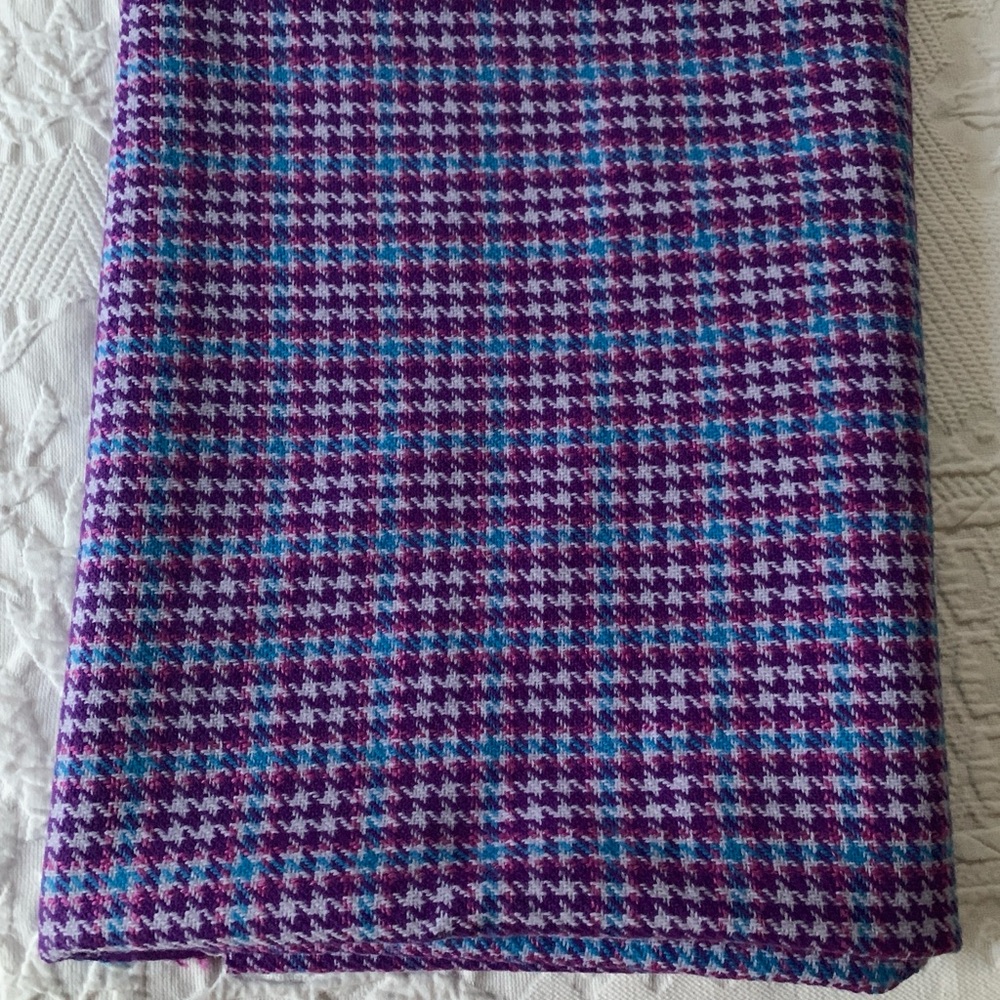 Ravishing Vintage Grape Purple Houndstooth Poly Fabric Remnant